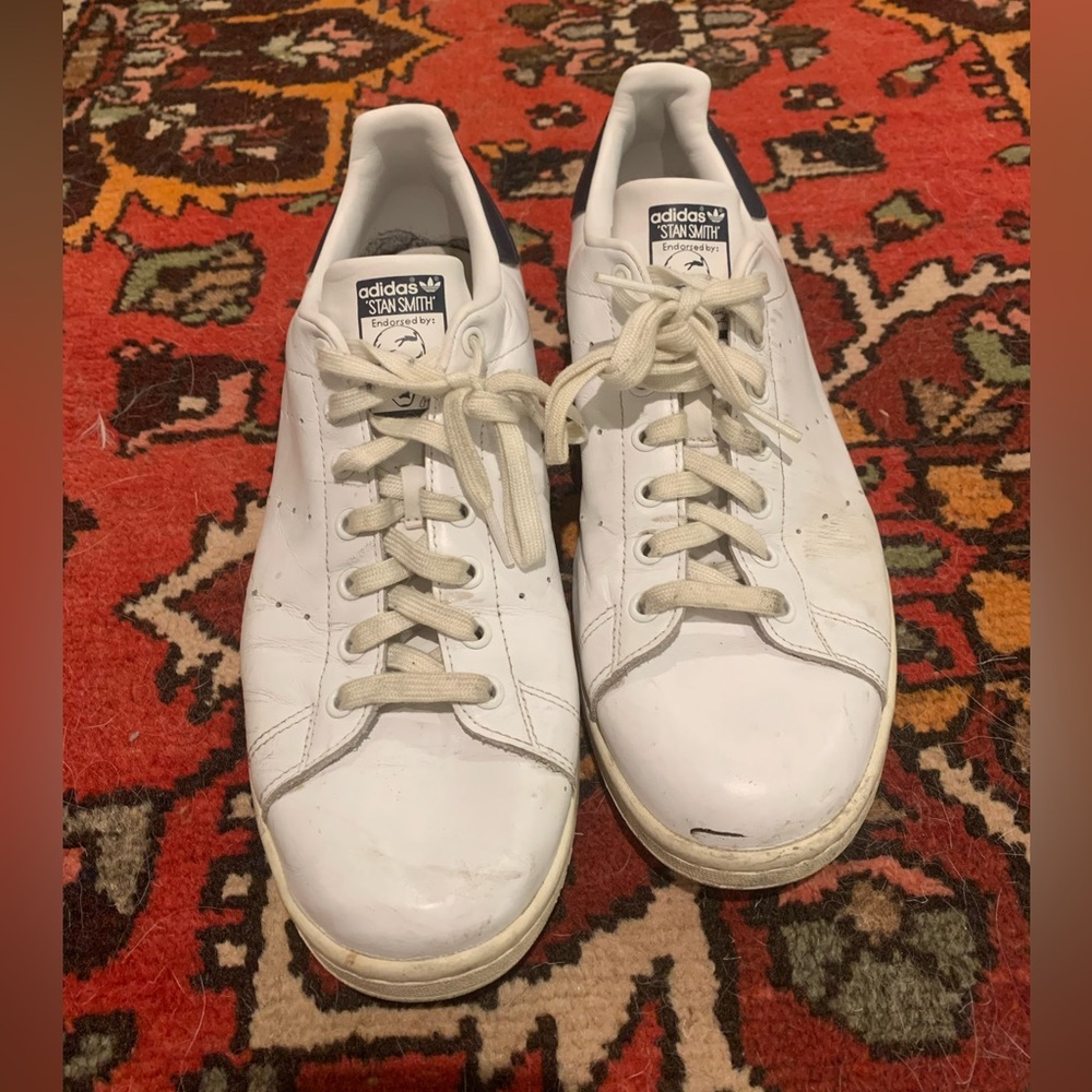 Adidas Stan Smith White Collegiate Navy Leather Men's Size 12 Lace-Up Classic